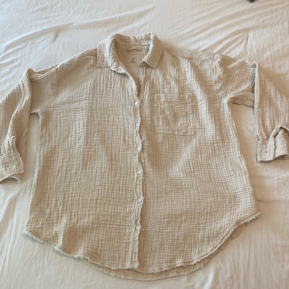 NWOT / Aerie Cream Button Up Linen Top / S